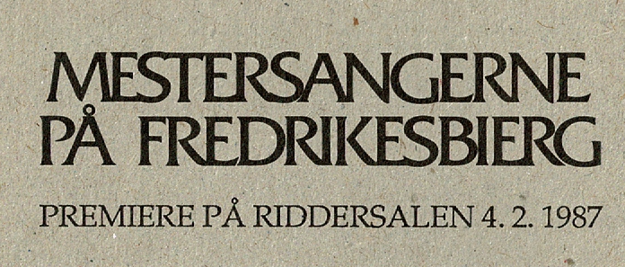 MESTERSANGERNE PÅ FREDERIKSBERG 1987